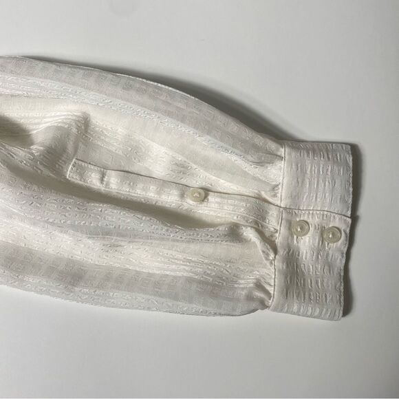 Banana Republic Sheer Vertical Striped Ivory Button Up Blouse Women's Size Large - Picture 7 of 13